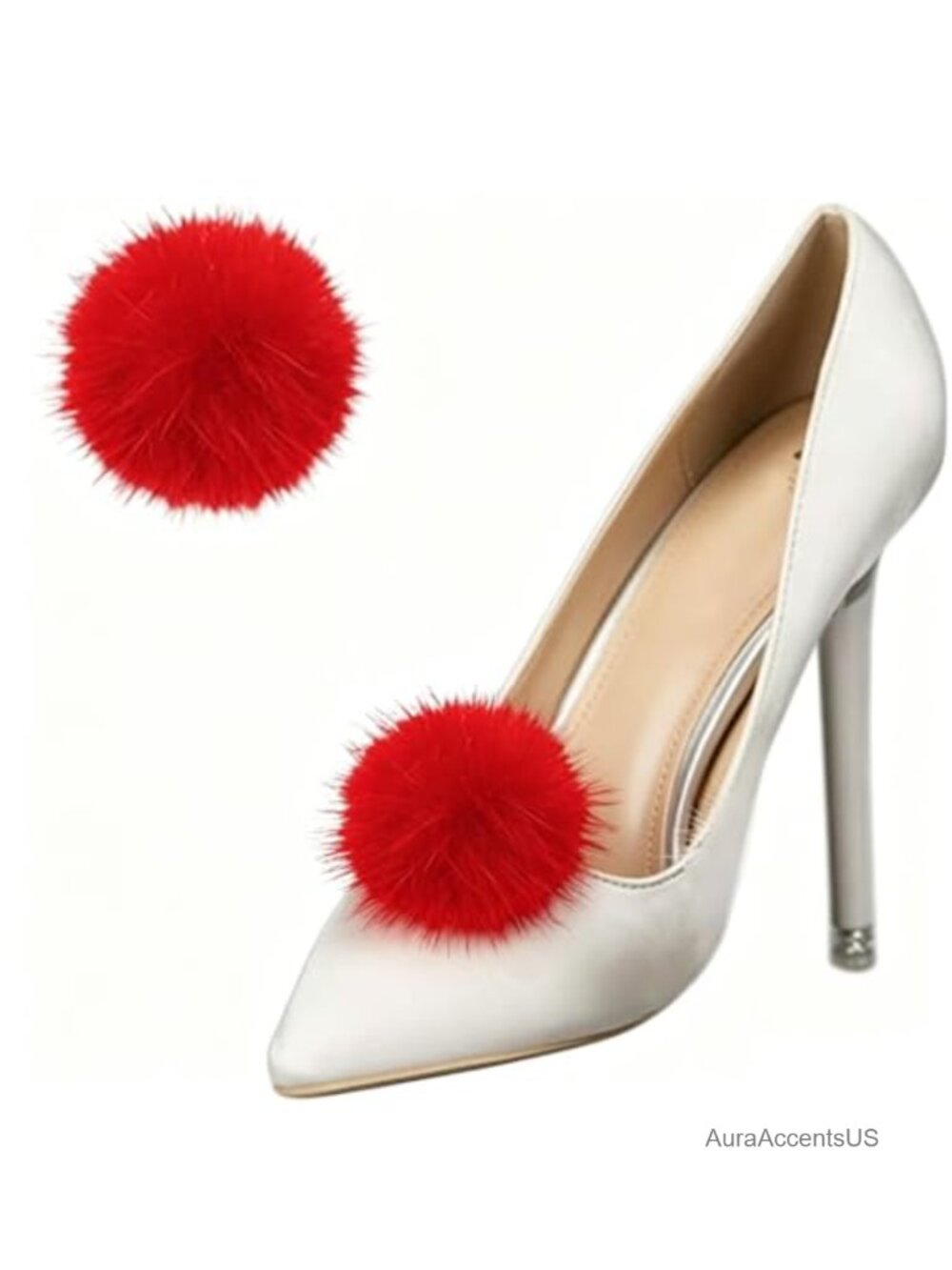 Mink Fur Pom Pom Shoe Clips Detachable Fluffy Shoe Accessories